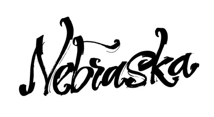 Nebraska. Modern Calligraphy Hand Lettering for Serigraphy Print