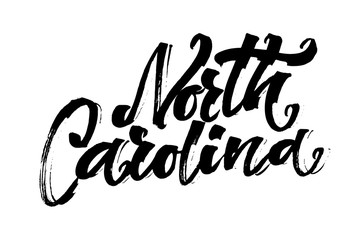 North Carolina. Modern Calligraphy Hand Lettering for Serigraphy Print