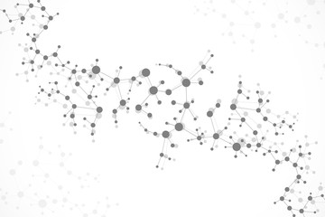 Structure molecule and communication. Dna, atom, neurons. Scientific concept for your design. Connected lines with dots. Medical, technology, chemistry, science background. illustration.