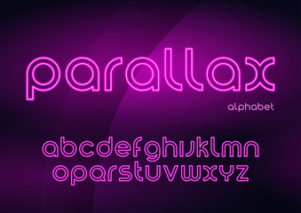 Parallax vector linear neon typefaces, alphabet, letters, font, 