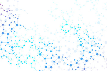 Obraz premium Structure molecule and communication. Dna, atom, neurons. Scientific concept for your design. Connected lines with dots. Medical, technology, chemistry, science background. illustration.