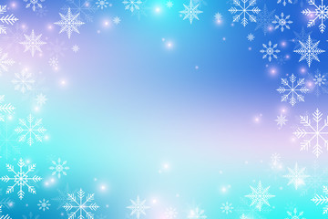Christmas and Happy New Years background with snowflakes, illustration, raster image.