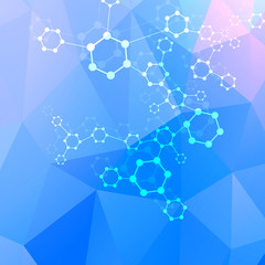 Geometric abstract background with connected line and dots. Structure molecule and communication. Scientific concept for your design. Medical, technology, science background. illustration.