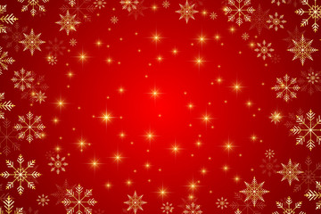 Naklejka na ściany i meble Christmas and Happy New Years background with golden snowflakes, illustration.