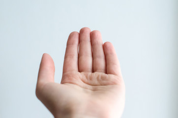 Hand begging person on white background