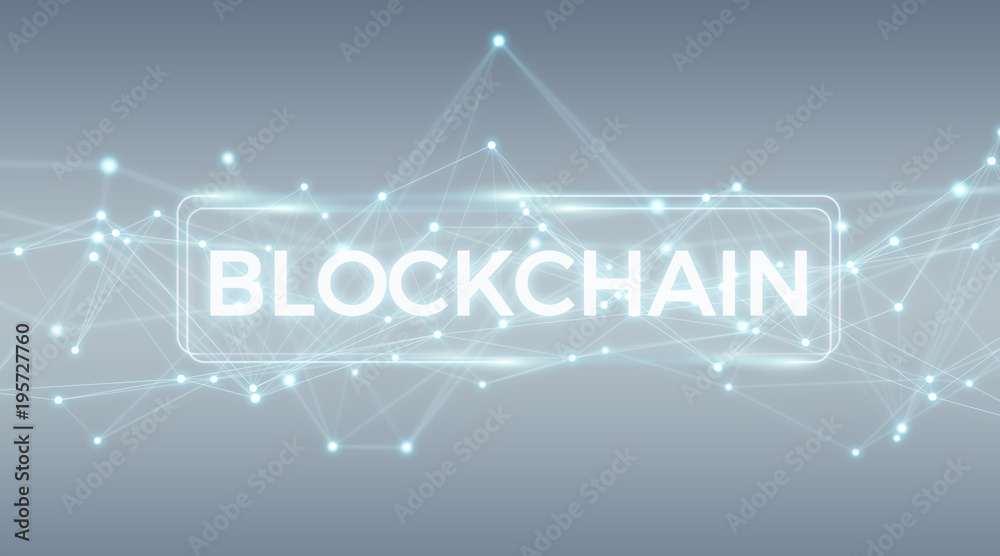 Poster Blockchain connection background 3D rendering