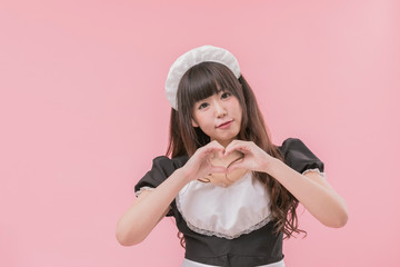 黒メイドコスプレ ハート