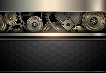 Elegant background, gold and black with gears inside