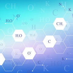 Scientific hexagonal chemistry pattern. Structure molecule DNA research as concept. Science and technology background communication. Medical scientific backdrop for your design, Illustration.