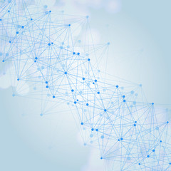 Geometric abstract background with connected line and dots. Structure molecule and communication. Scientific concept for your design. Medical, technology, science background. illustration.