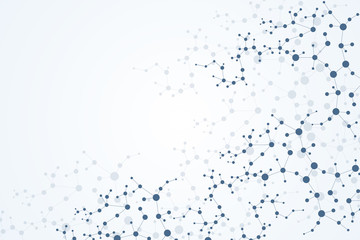 Structure molecule and communication. Dna, atom, neurons. Scientific concept for your design. Connected lines with dots. Medical, technology, chemistry, science background. illustration.