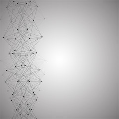 Geometric abstract background with connected line and dots. Structure molecule and communication. Scientific concept for your design. Medical, technology, science background. illustration.