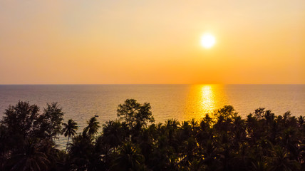 Aerial view with sea and beach on the island
