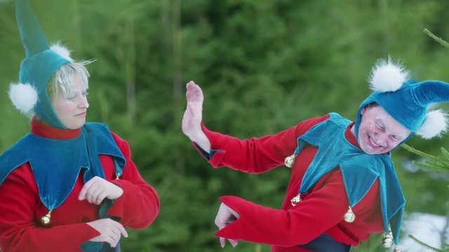 Christmas elves having fun