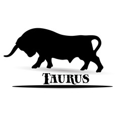Logo Taurus, zodiac sign, black silhouette of a bull on a white background
