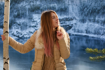 girl in winter forest