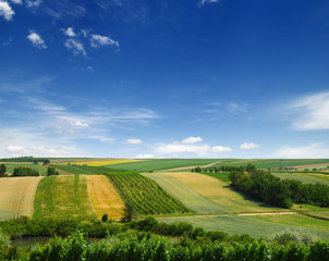 Mountain landscape on sun