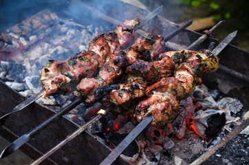 the meat on the coals Caucasian
