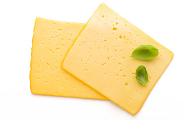 Cheese slice isolated on the white background.