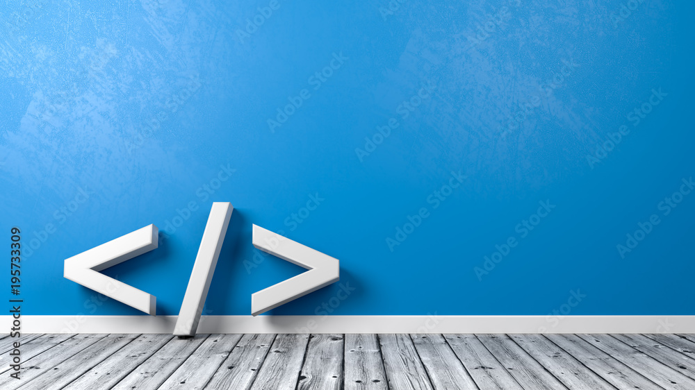 Wall mural coding symbol in the room with copyspace