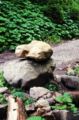 The background of stone mountains in the open air in the Carpathian Mountains