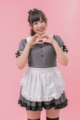 清楚系メイドコスプレ ハート