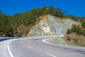 A cut of a mountain on the road Fethiye-Göcek-Dalaman-Muğla in Turkey.