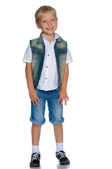 Handsome little boy in full growth