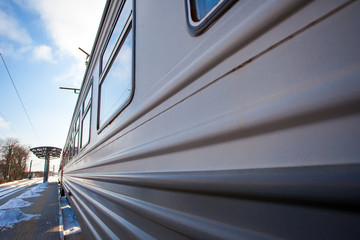 view in perspective on the departing train