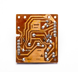 electronic circuit board on a white background