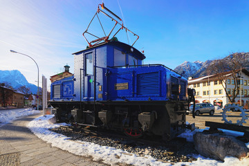 Discarded electric cog locomotive in Garmisch Partenkirchen Germany