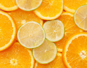 fresh citrus, Orange and lime. closeup