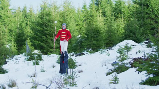 The Steadfast Tin Soldier Character Walking On Stilts