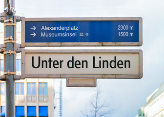 Unter den Linden Street direction plate in Berlin