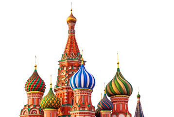Moscow. St.Basil Cathedral isolated on white background - obrazy, fototapety, plakaty