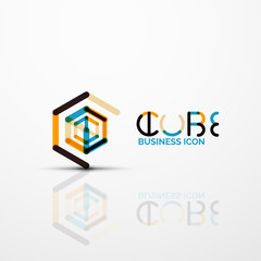 Cube idea concept logo, line