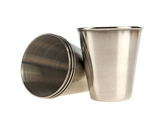 metal cups isolated on white background
