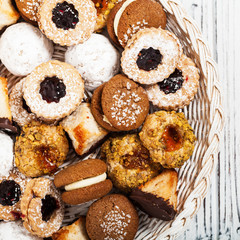 Mixed Cookies Background Dessert. Selective focus.