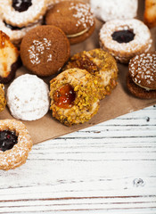 Mixed Cookies Background Dessert. Selective focus.