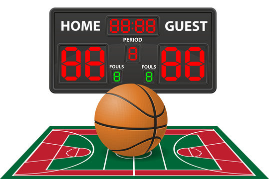 Basketball Sports Digital Scoreboard Vector Illustration