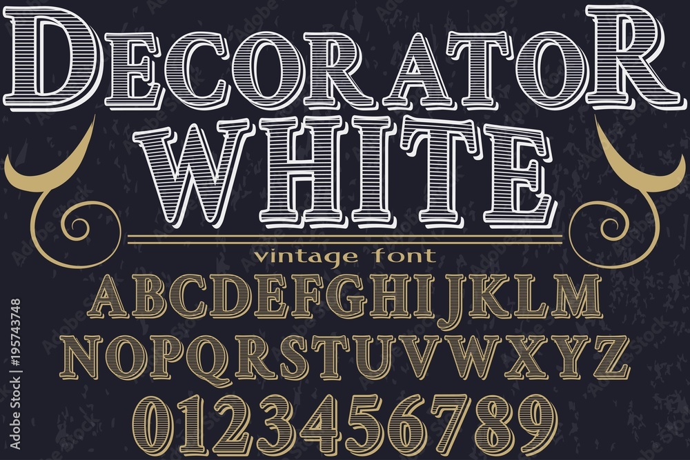 Fototapete vintage font handcrafted vector script alphabet,design handwritten named vodka vintage font handcraf