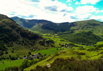 A green lush landscape in Buttermere in the Lake District