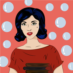 Girl with books in the style of pop art 10eps