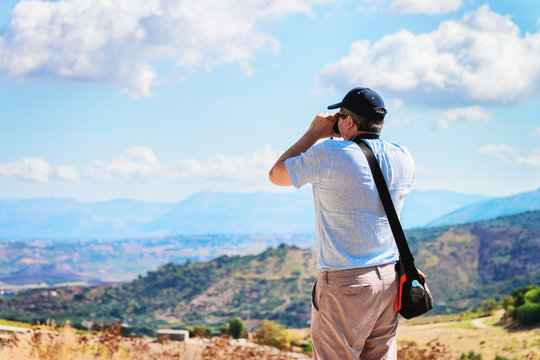 Man taking photos of Segesta Sicily
