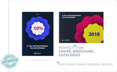 Creative design of business brochure set, abstract horizontal cover layout