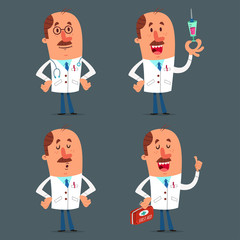 Funny doctor character set. Vector cartoon medical worker isolated on background.