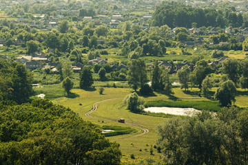 Aerial view of countryside of Eastern Ukraine in summer