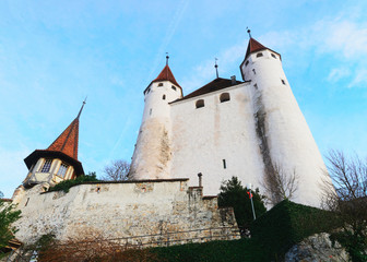 View of Thun Castle at stone stairs Swiss