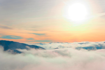 Sunset in Kasprowy Wierch in Zakopane at Tatra Mounts winter