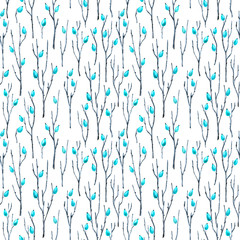 Seamless Botanical Pattern with Briar Branches in Asian Style.